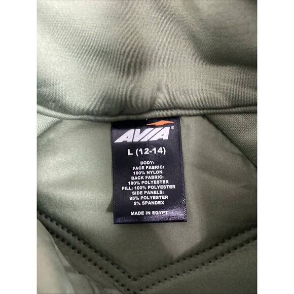 AVIA Fleece Vest Size L Green Olive Full Zip Pockets Mock Neck Sleevless - Picture 11 of 12